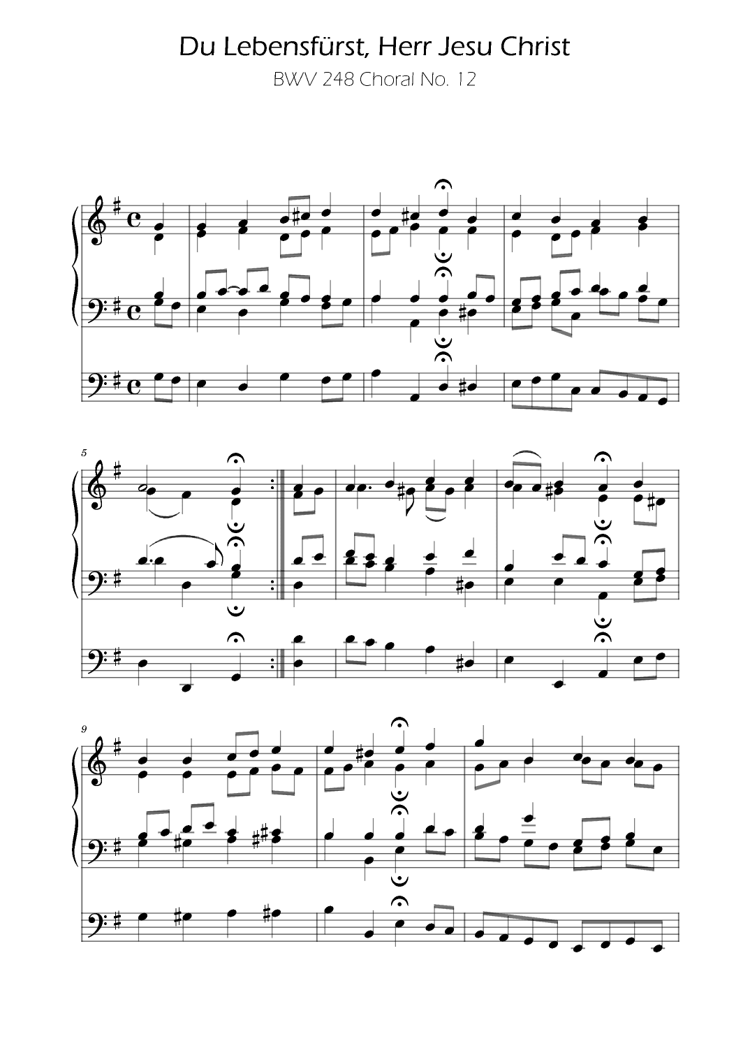 Du Lebensfürst, Herr Jesu Christ -BWV 248 - Choral No. 12 (arr. Ygor Nunes)