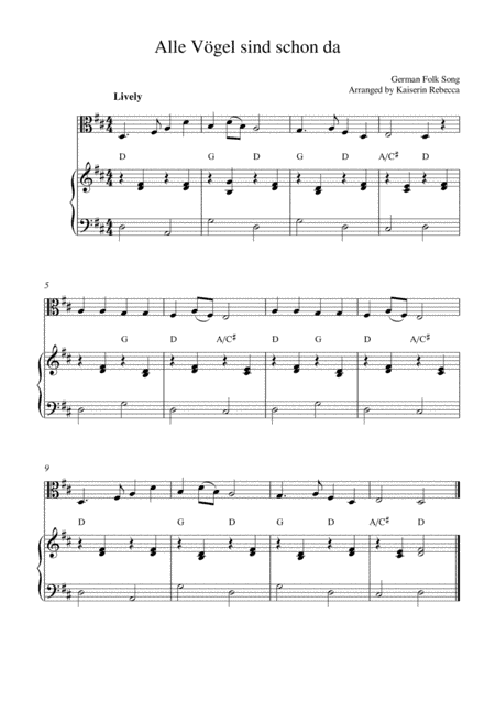 Alle Vögel sind schon da (All the Birds are there/ Spring Song) (arr. Kaiserin Rebecca)