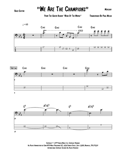 We Are The Champions (arr. P Welsh)