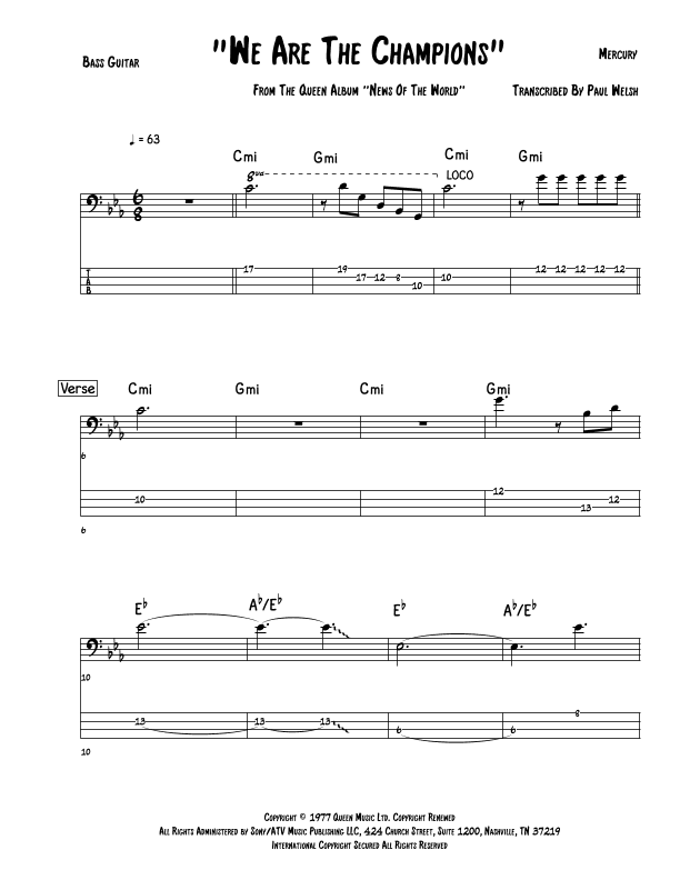 We Are The Champions (arr. P Welsh)