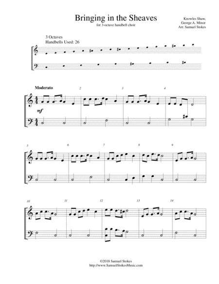 Bringing in the Sheaves - for 3-octave handbell choir (arr. Samuel Stokes)