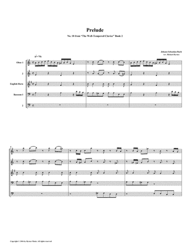 Prelude 18 from Well-Tempered Clavier, Book 2 (Double Reed Quintet) (arr. Richard Byrnes)