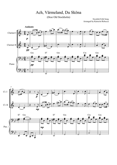 Ach, Värmeland, Du Sköna (Dear Old Stockholm) (arr. Kaiserin Rebecca)