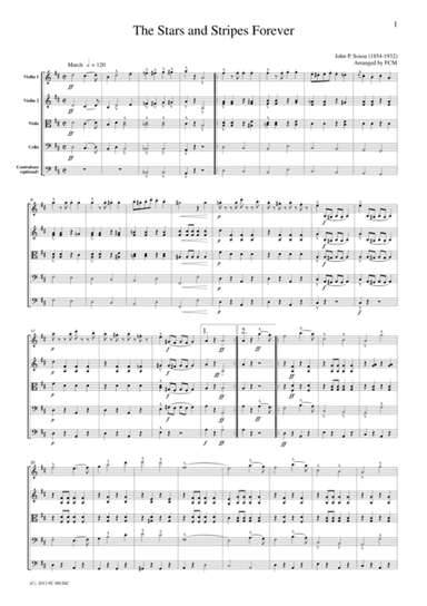 Sousa  The Stars and Stripes Forever, for string quartet, ML034 (arr. ML034)