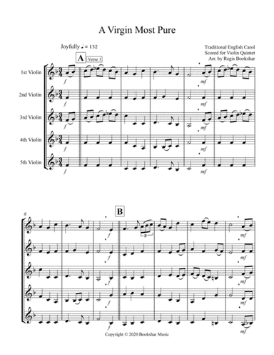 A Virgin Most Pure (F) (Violin Quintet) (arr. Regis Bookshar)