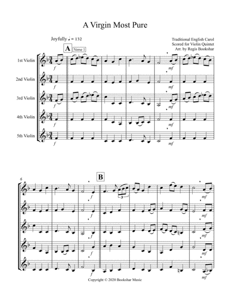 A Virgin Most Pure (F) (Violin Quintet) (arr. Regis Bookshar)