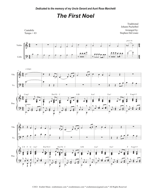 The First Noel (Duet for Violin and Cello) (arr. Stephen DeCesare)