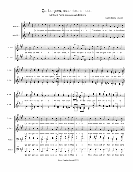Ça, bergers, assemblons nous (arr. Pierre Massie)