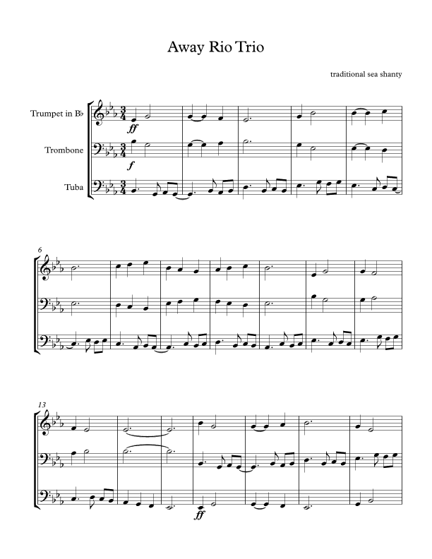 Away Rio Trio (arr. Ronald Batkiewicz)