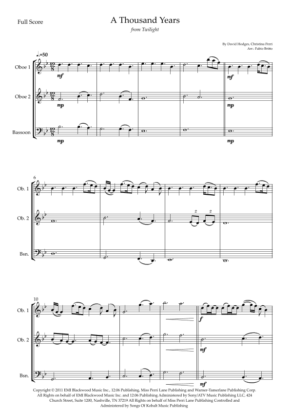 A Thousand Years (arr. Fabio Britto)