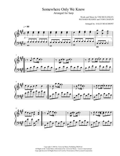 Somewhere Only We Know (arr. Sally Beaumont)