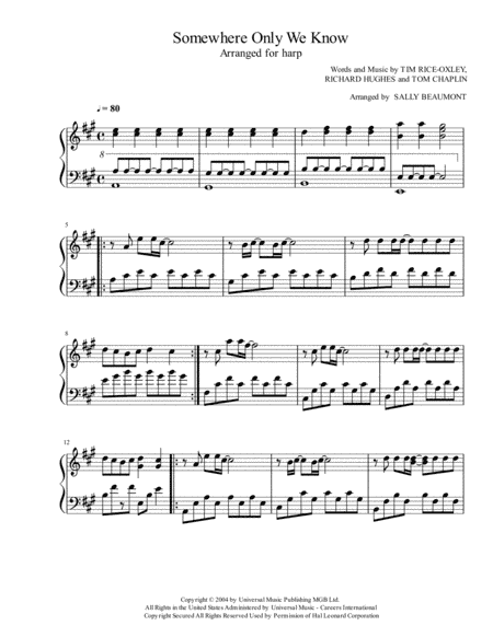 Somewhere Only We Know (arr. Sally Beaumont)