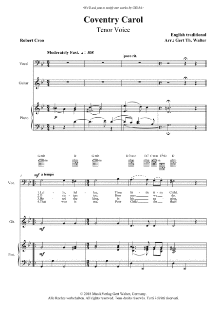 Coventry Carol (arr. Gert Th. Walter)