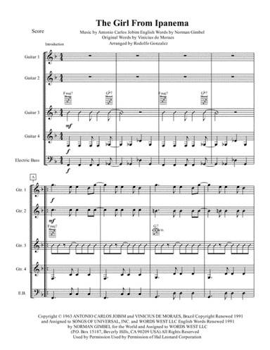 The Girl From Ipanema (Garota De Ipanema) (arr. Rodolfo Gonzalez)