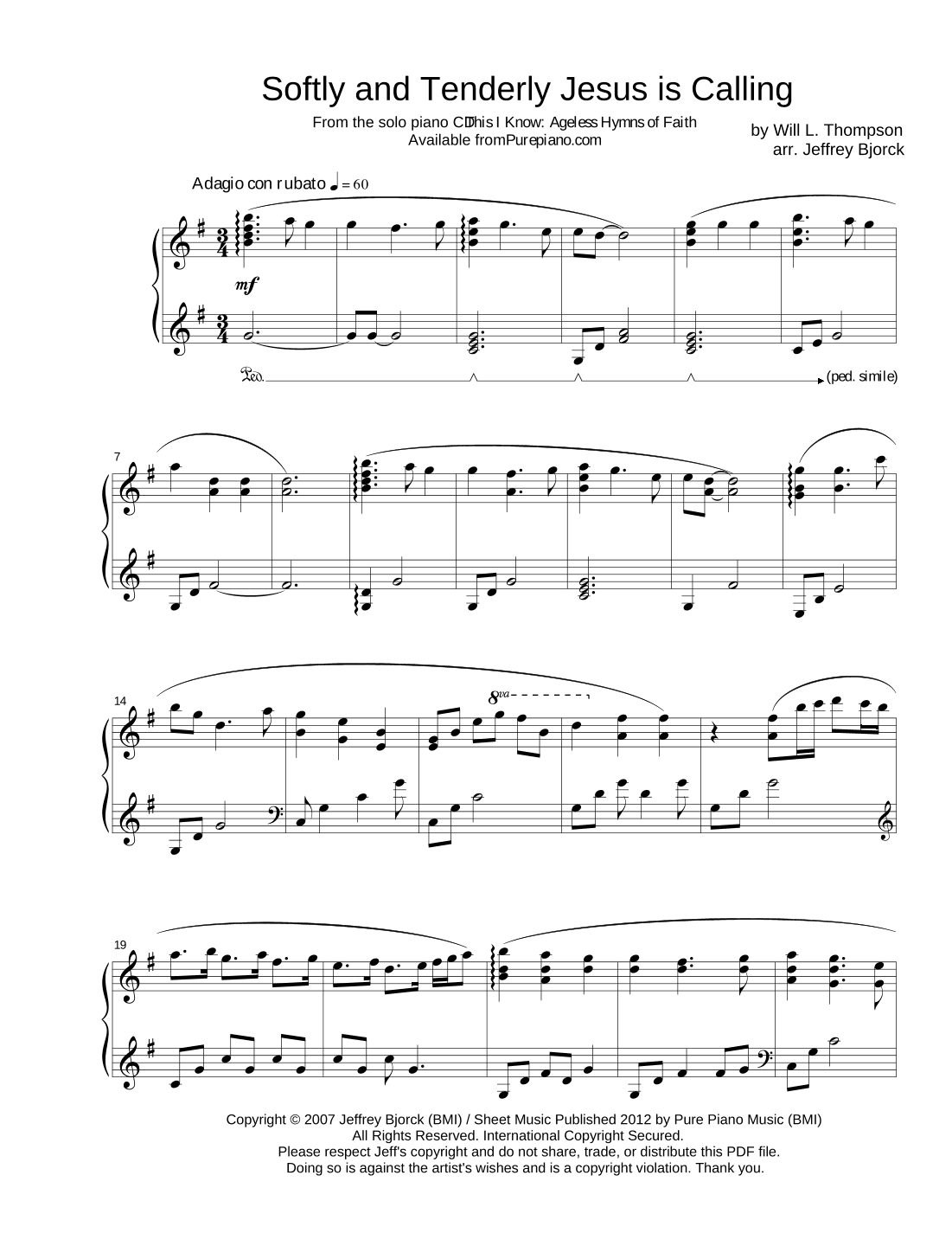 Softly and Tenderly Jesus Is Calling (arr. Jeff Bjorck)