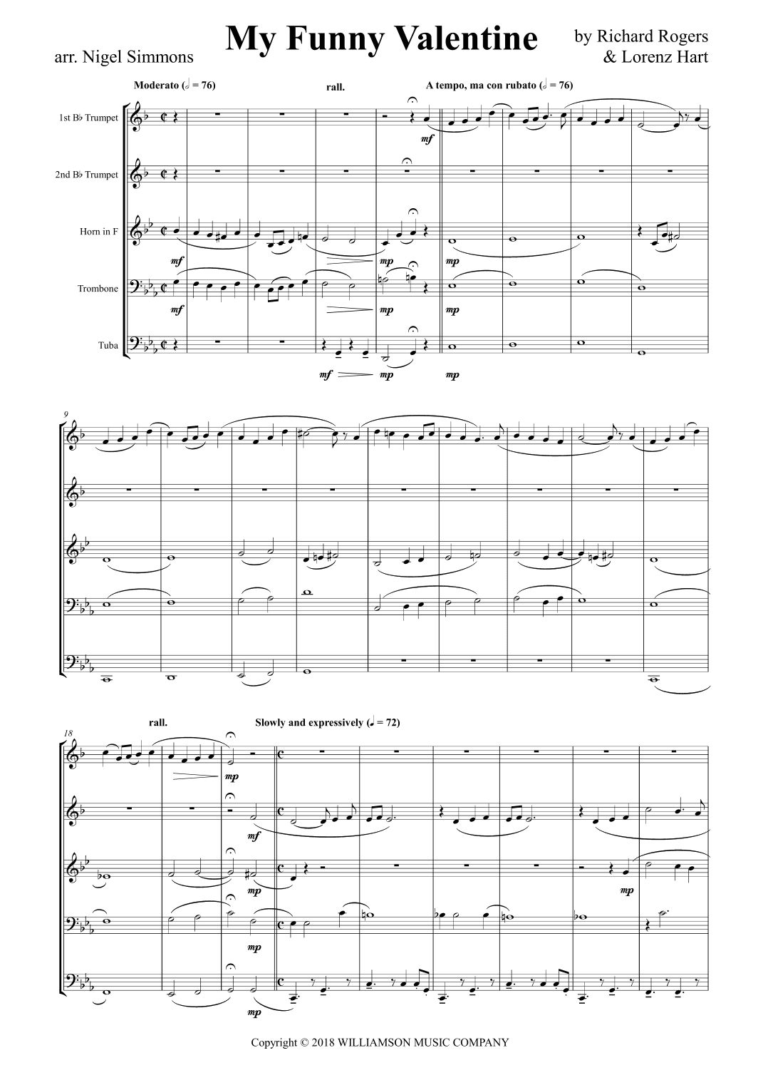 My Funny Valentine (arrangements) (arr. Nigel Simmons)