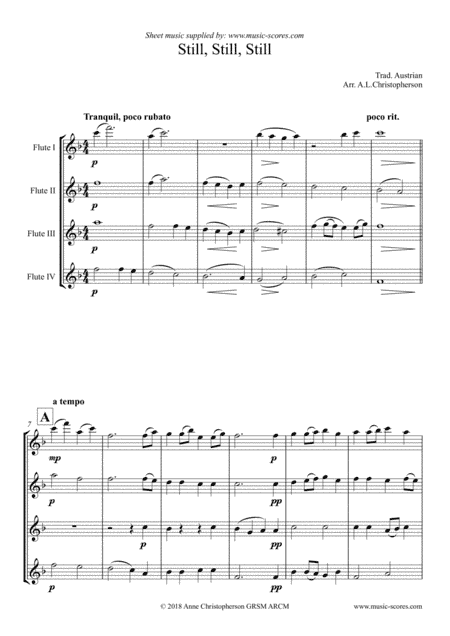 Still, Still, Still - 4 Flutes (arr. Anne L Christopherson GRSM ARCM)