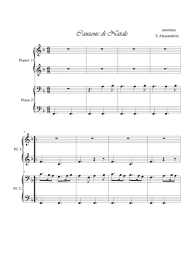 Canzone di Natale. Piano 4 hands (arr. Ester Alessandrini)