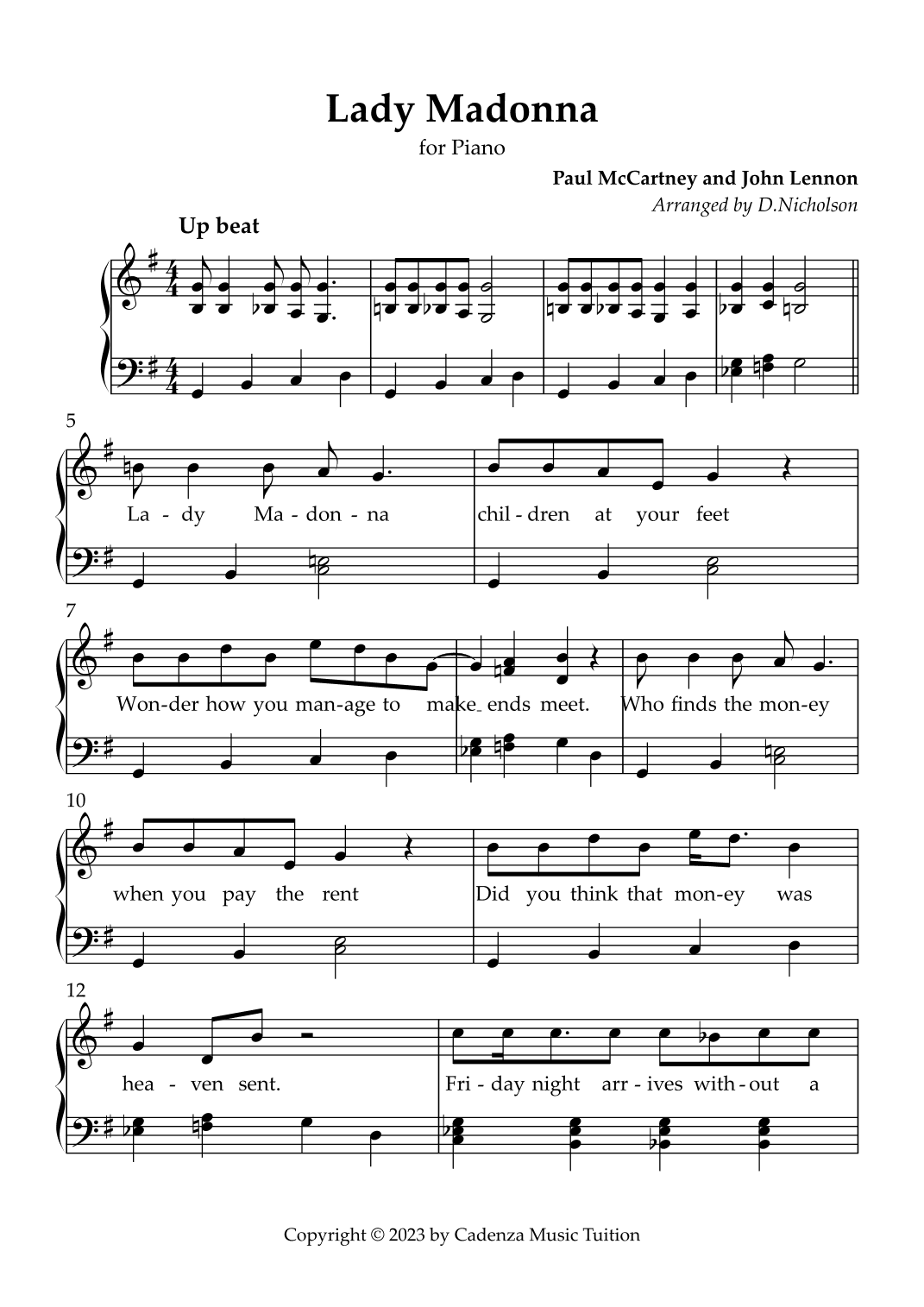 Lady Madonna (arr. Daniel Nicholson)