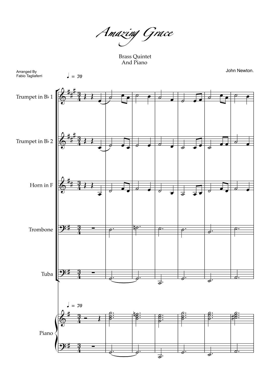 Amazing Grace (arr. Fabio Tagliaferri)