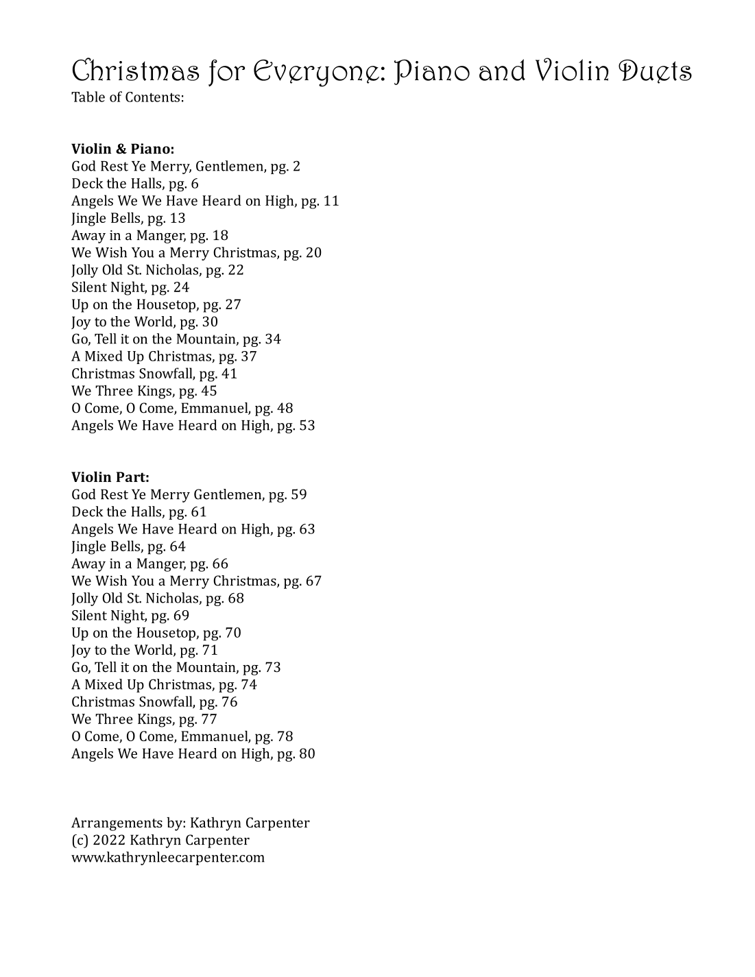 Christmas Piano for Everyone: Piano and Violin Duets (arr. Kathryn Carpenter)