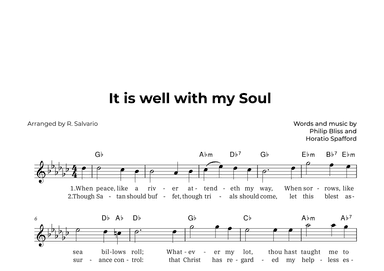It is Well with My Soul (Key of G-Flat Major) (arr. R. Salvario)