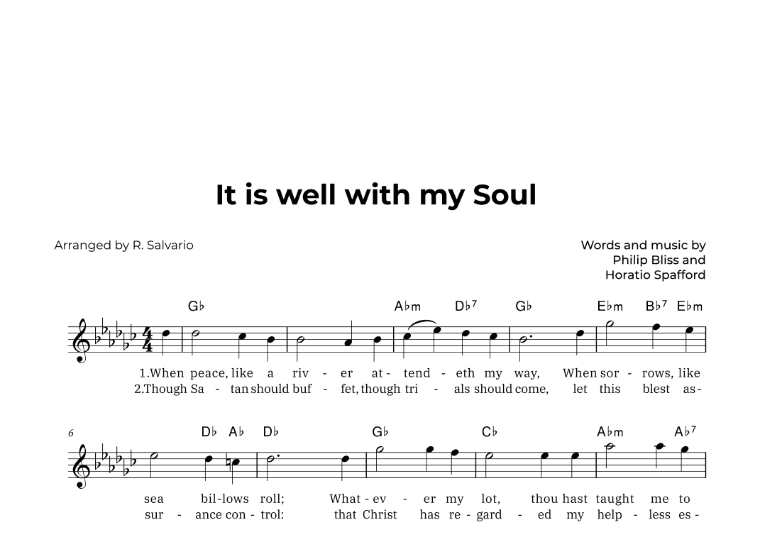 It is Well with My Soul (Key of G-Flat Major) (arr. R. Salvario)