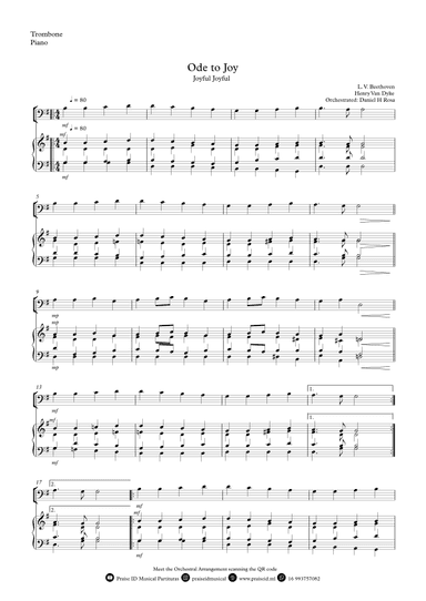 Ode to Joy - Joyful Joyful - Easy Trombone and Piano (arr. Daniel H Rosa)