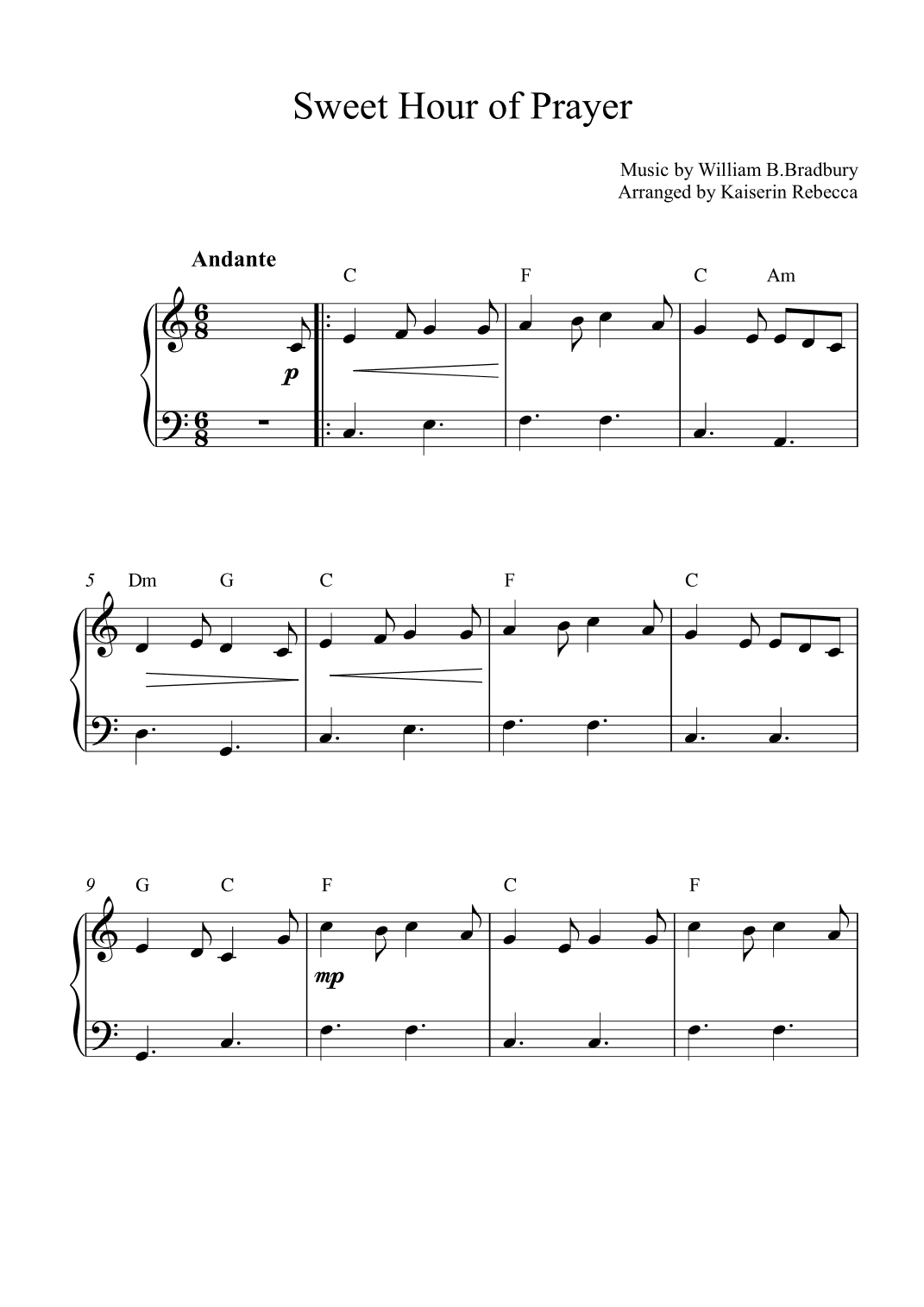 Sweet Hour of Prayer (arr. Kaiserin Rebecca)