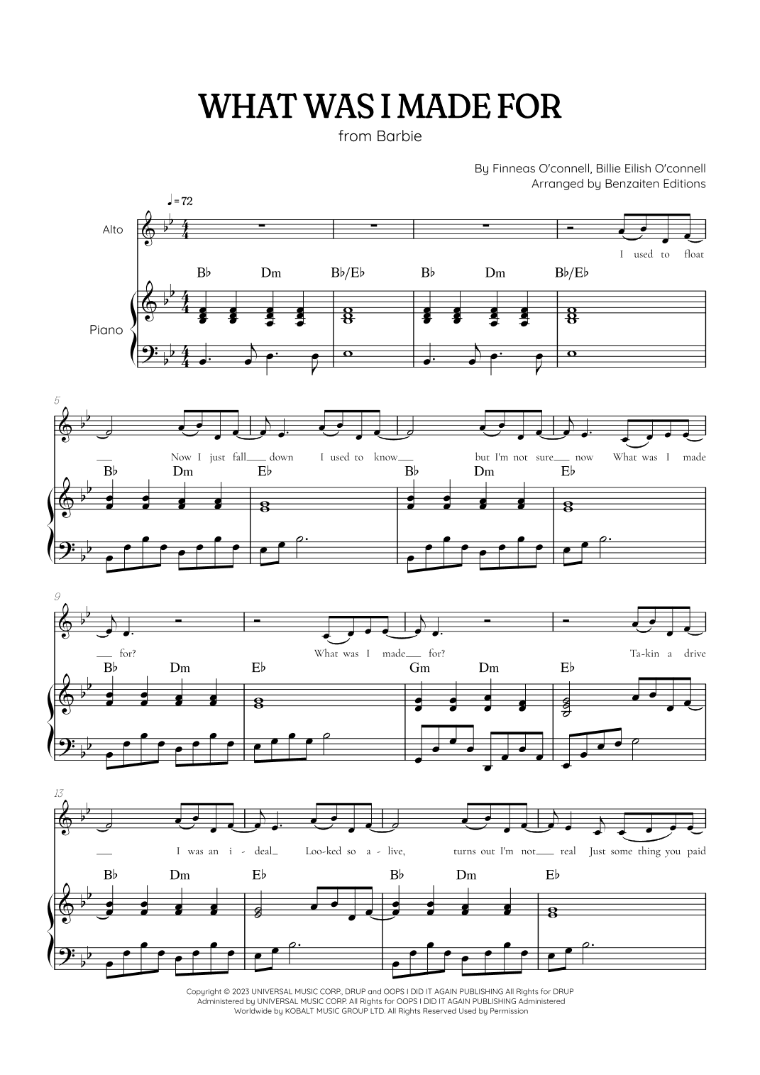 What Was I Made For? (arr. Benzaiten Editions)