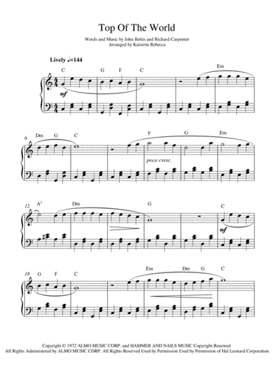 Top Of The World (arr. Kaiserin Rebecca)