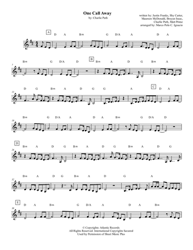 One Call Away (arr. Marco Polo C. Ignacio)