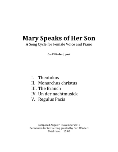 Mary Speaks of Her Son