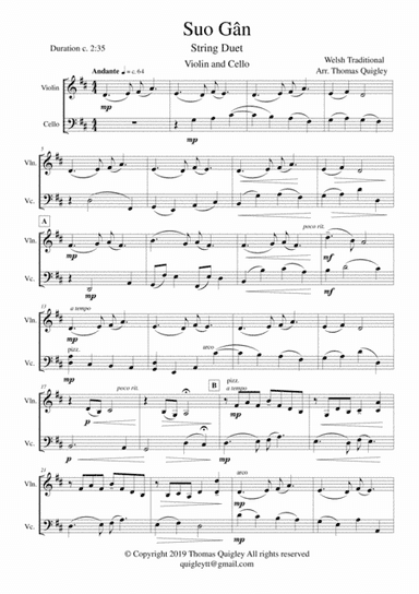 Suo Gân (arr. Thomas Quigley)