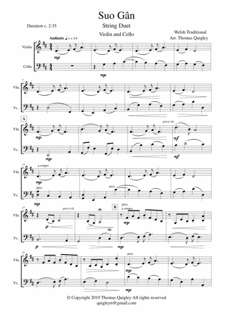 Suo Gân (arr. Thomas Quigley)