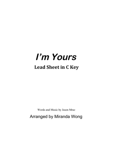 I'm Yours (arr. Miranda Wong)