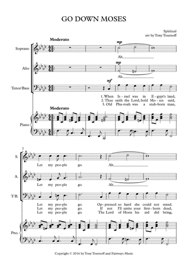 Go Down Moses (SATB) (arr. Tony Tournoff)