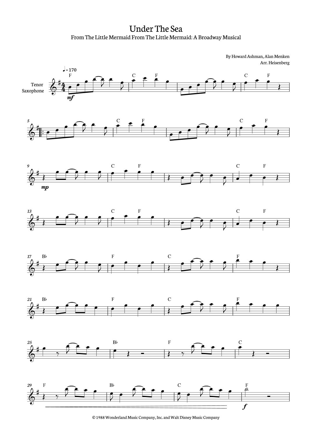 Under The Sea (arr. Heisenberg)