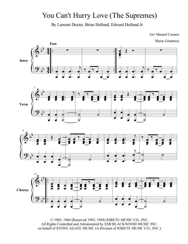 You Can't Hurry Love (arr. Music Greatness)