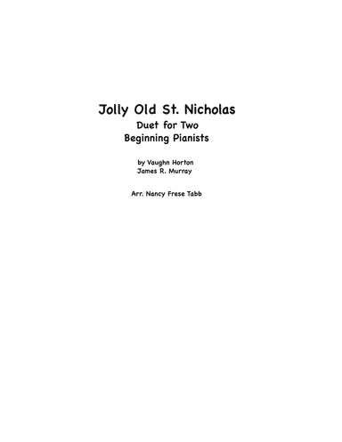 Jolly Old St. NIcholas (arr. Nancy Frese Tabb)