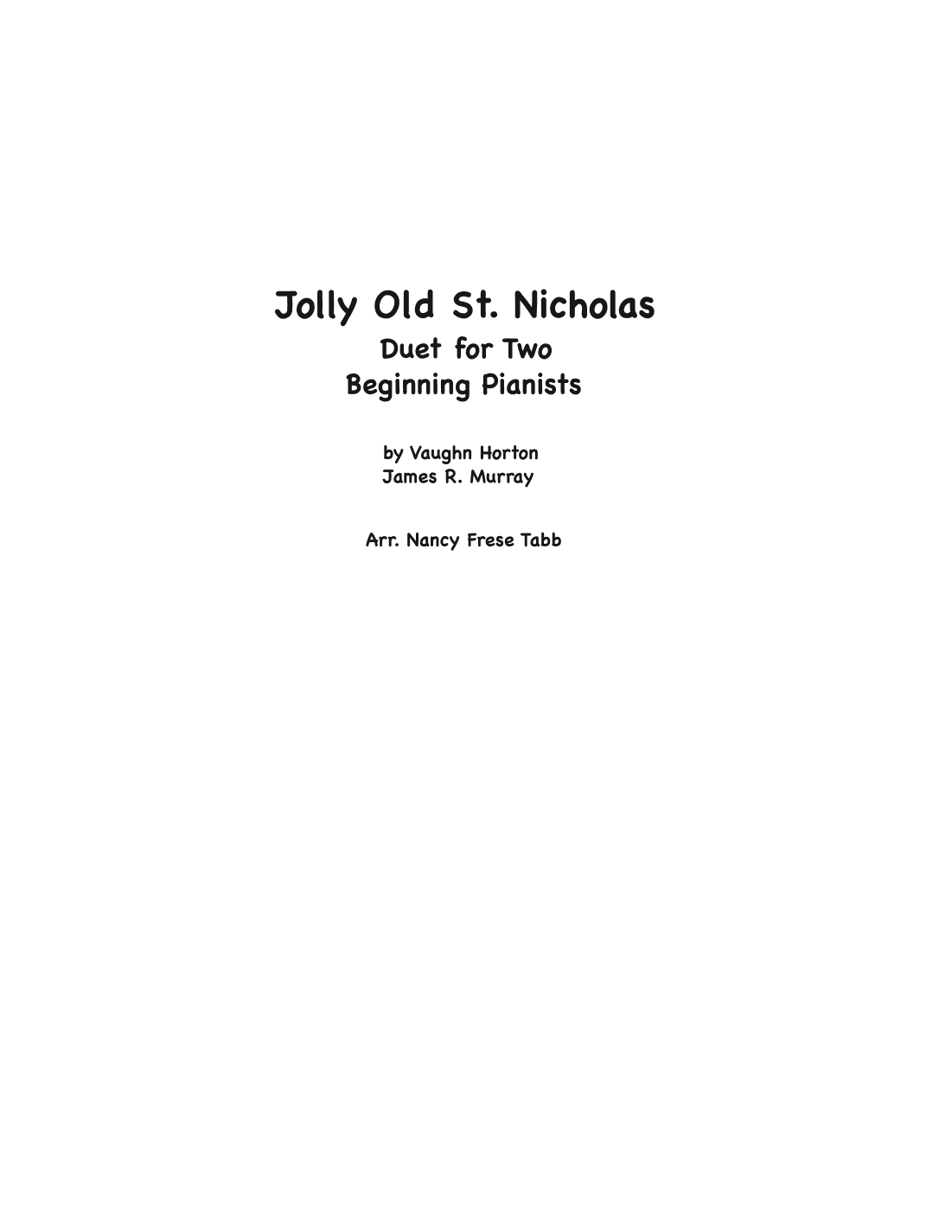 Jolly Old St. NIcholas (arr. Nancy Frese Tabb)