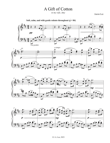 A Gift of Cotton (for solo piano)