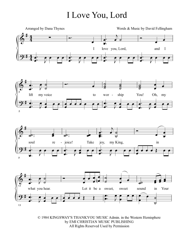 I Love You Lord (arr. Dana Thynes)