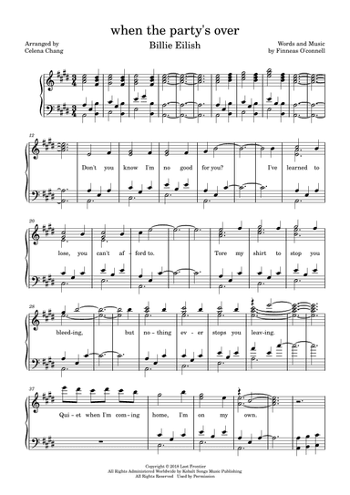 When The Party's Over (arr. Celena Chang)