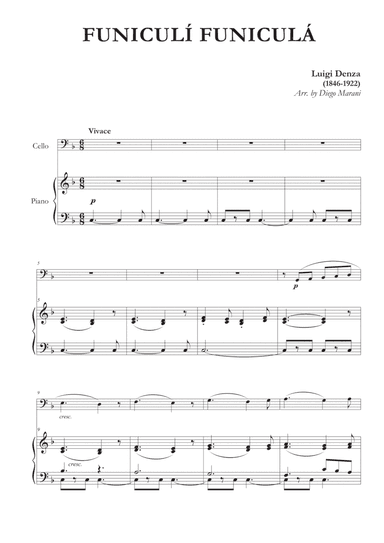 Funiculì Funiculà for Cello and Piano (arr. Diego Marani)