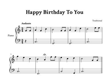 Happy Birthday To You - Easy Piano in C (arr. Yuri Noronha)