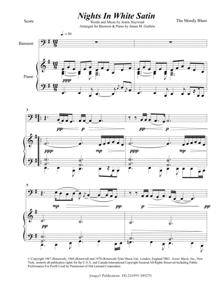 Nights In White Satin (arr. James M. Guthrie, ASCAP)