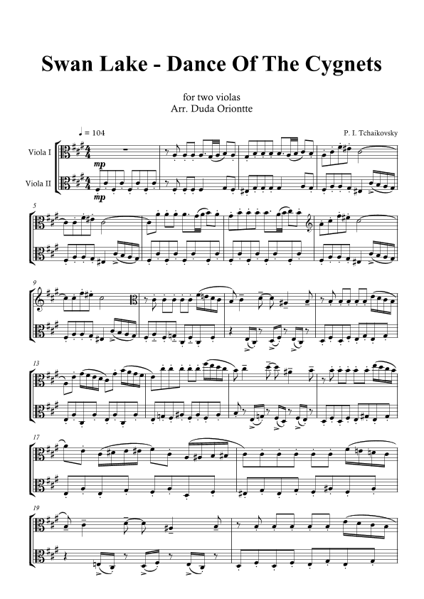 Dance of the Cygnets (viola duet) Thaikovsky (arr. Duda Oriontte)