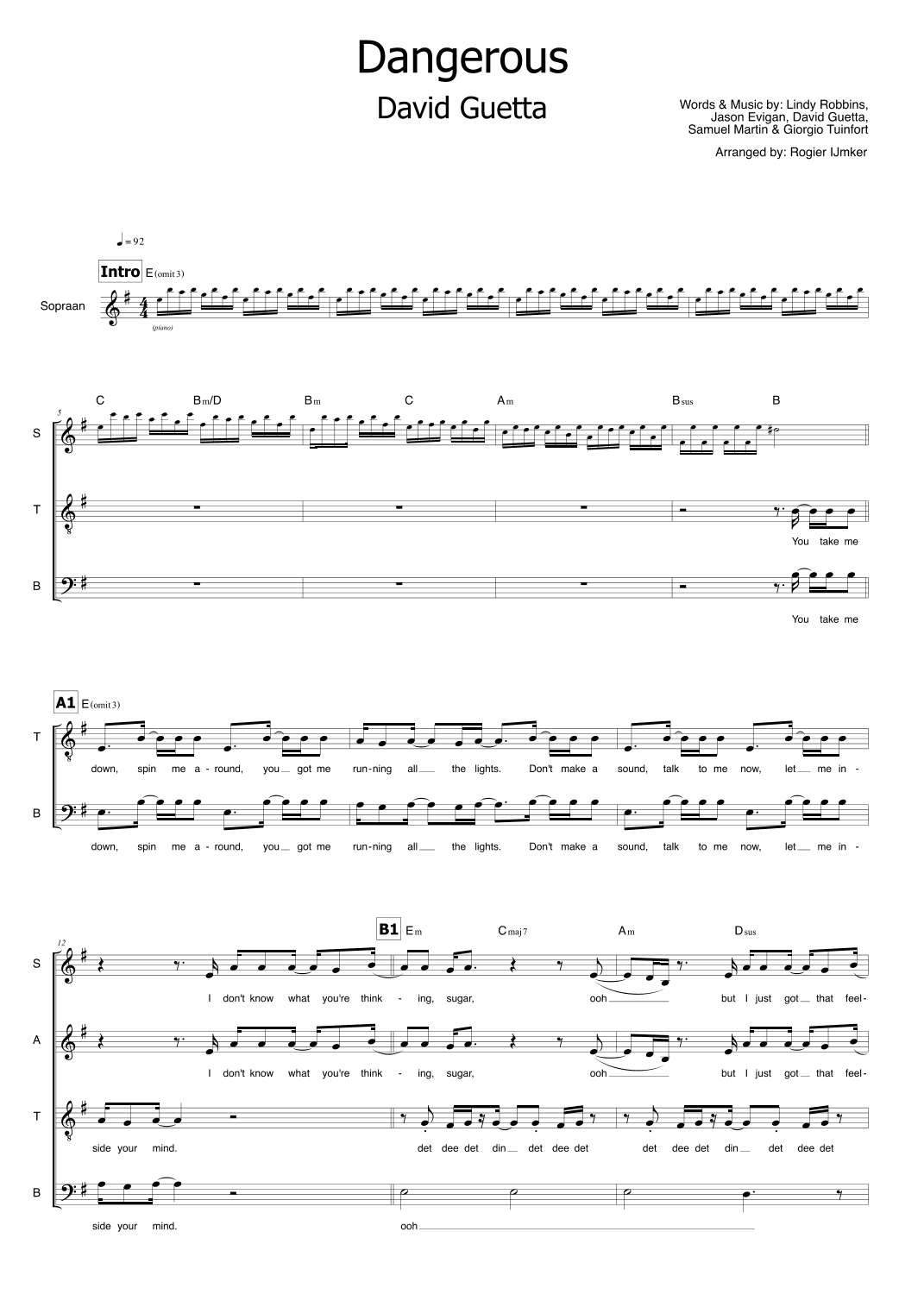 Dangerous (arr. Rogier Ijmker)