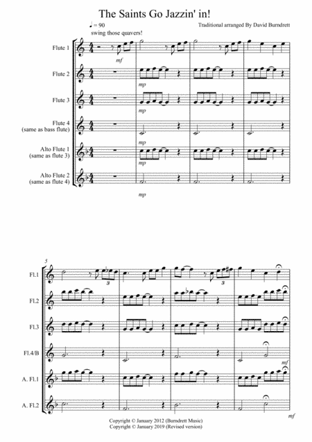 The Saints Go Jazzin' In for Flute Quartet (arr. David Burndrett)